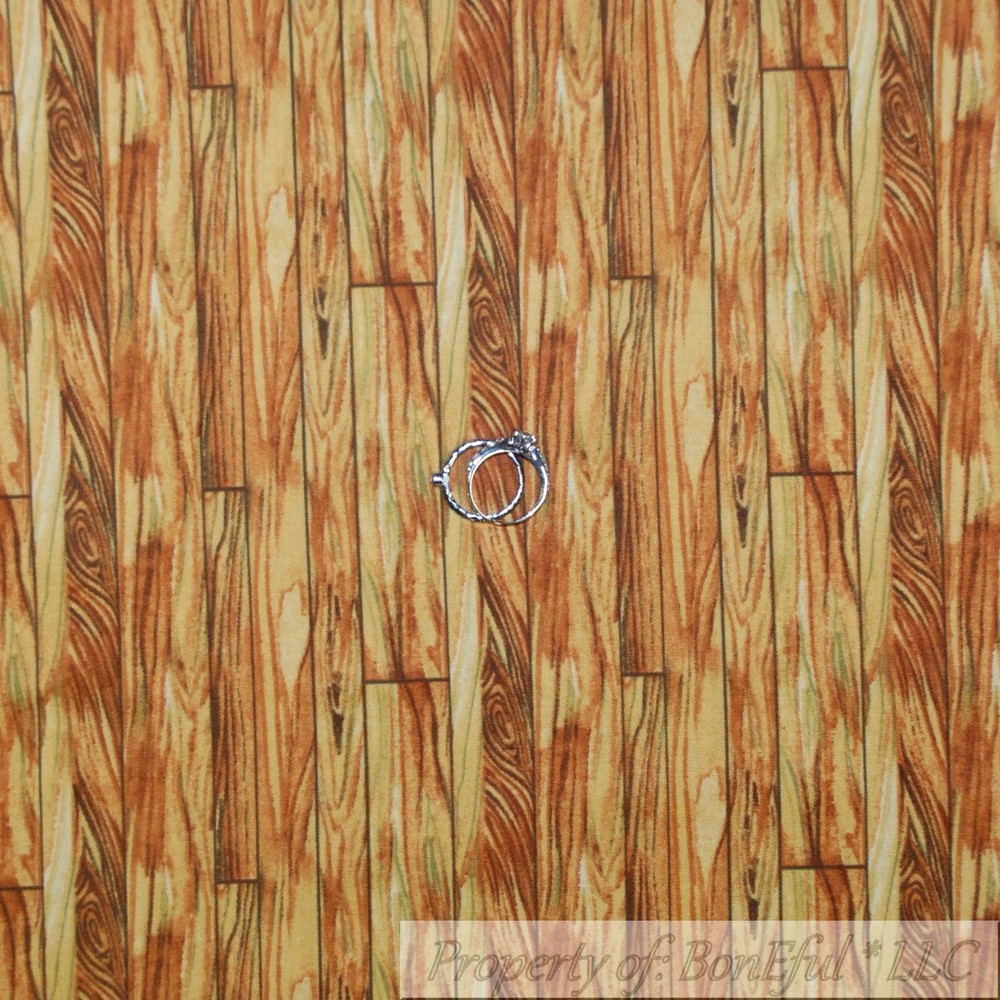 BonEful Fabric FQ Cotton Quilt Brown Tone Oak Wood Grain Barn Farm Pirate Planks