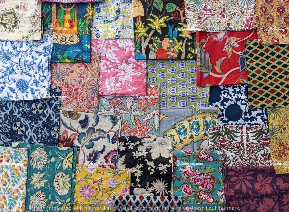 indian hand block printed scrap – scrap bundle – fabric scraps cotton – fabric