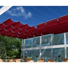 E&K Retractable Pergola Canopy Cover Waterproof Awning Deck Garden Yard Pool Red