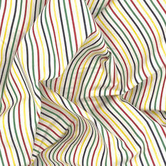 Rainbow Striped Cotton Fabric by the Yard 58W | Green Red Yellow Navy White