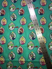Super Mario Bros. On Green Cotton Fabric 1/2 Yard (18 By 44”) New