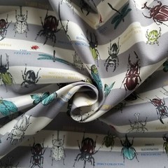 Gray & White Stripe Light Cotton Duck Cloth – from Japan w/ Beetles!