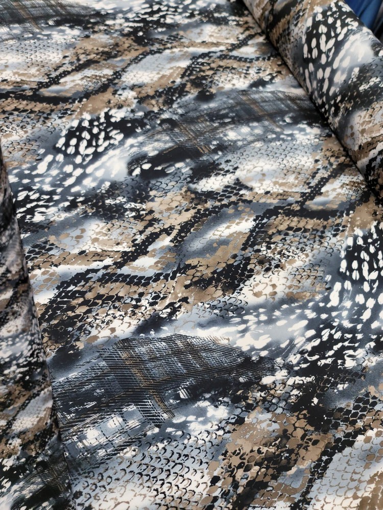 Snake Skyn (4 way stretch) White n black Animal Print Fabric Sold By The Yard