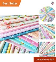 Durable Floral Cotton Fabric Precuts – 50 Sheets, 10×10 Inches for Crafting Joy