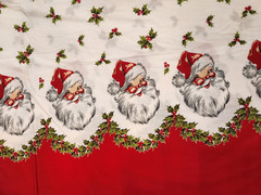 VIntage 50s Christmas Border Print Santa Claus 8 yards 34 W Extremely Rare MCM