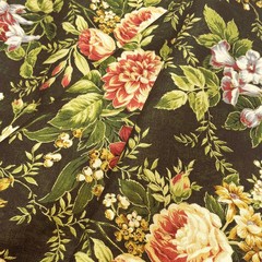 Richloom Vintage Floral HUNTER GREEN Cotton Drapery Curtain Pillow Sewing Fabric