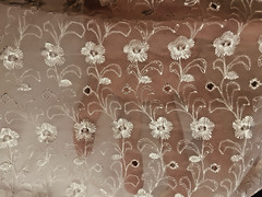 VTG Pale Pink Nylon Floral Eyelet Sheer Fabric Doll Clothes BTHY