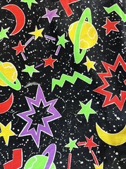 VTG NEW Fabric Outer Space Princess Fabrics Galaxy Planets Moons Stars 94”x45”