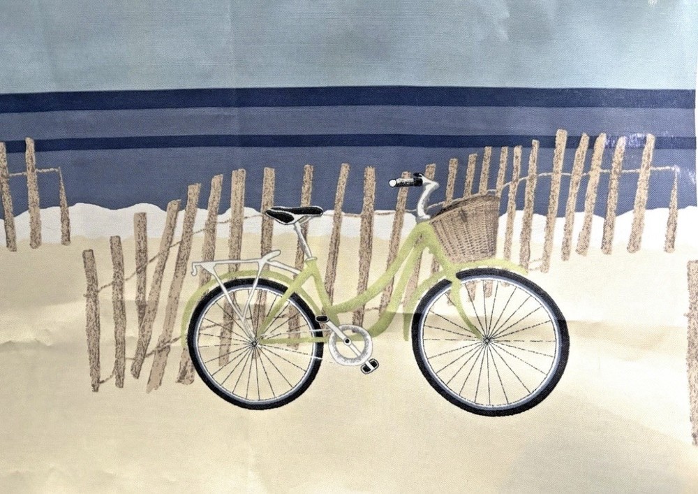 New Bicycles On Beach Solarium 1 7/8 yd x 54″ Richloom Upholstery Fabric In/Out
