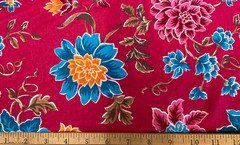 TANDEM TEXTILE #1519 – FLORAL COTTON KNIT ON PINK (1991), 62″ W– 1 3/8 YARDS