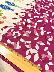 44×23” KOKKA Echino BIRDSONG Pink Cotton Linen Fabric OOP Etsuko Furuya Japan
