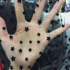 Black Star Flocking Tulle Lace Fabric Star Embroidery Lace Bridal Dress Fabric