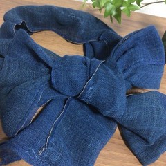 UnknownBrand Indigo Dyed Mosquito Net 32x174cm Vintage Cotton Handcrafted