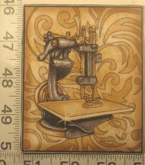FOUR Vintage Sewing Machine Iron On Applique Fabric Blocks Classics #522