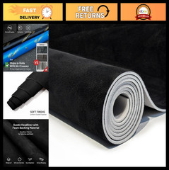 Suede Auto Headliner Fabric 96″ L x 60″ W Foam Backing – Black Replacement Mater