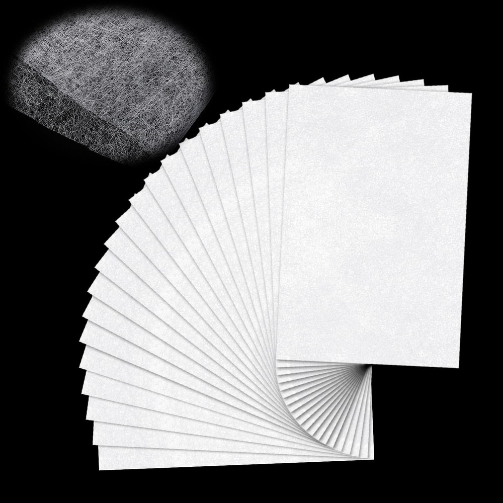 20 Sheets Fusible Webbing for Fabric Applique 8×12 Inch 8X12 Inches, white