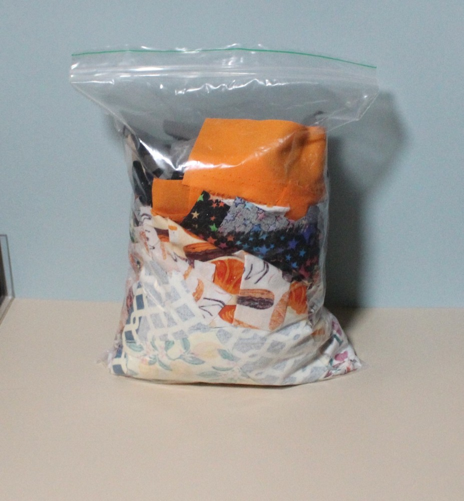 1 Pound of Small Fabric Scraps Solid Colors and Patterns Quilting Lot