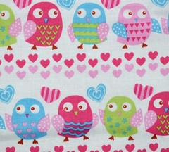 OWL Fabric Hobby Lobby Love Birds 3.3 Yards 100% Cotton Pink Blue Heart Quilting