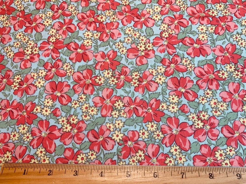 1930s Repro Pink Floral EASTER PARADE L Wilkes Riley Blake Cotton Fabric FQ