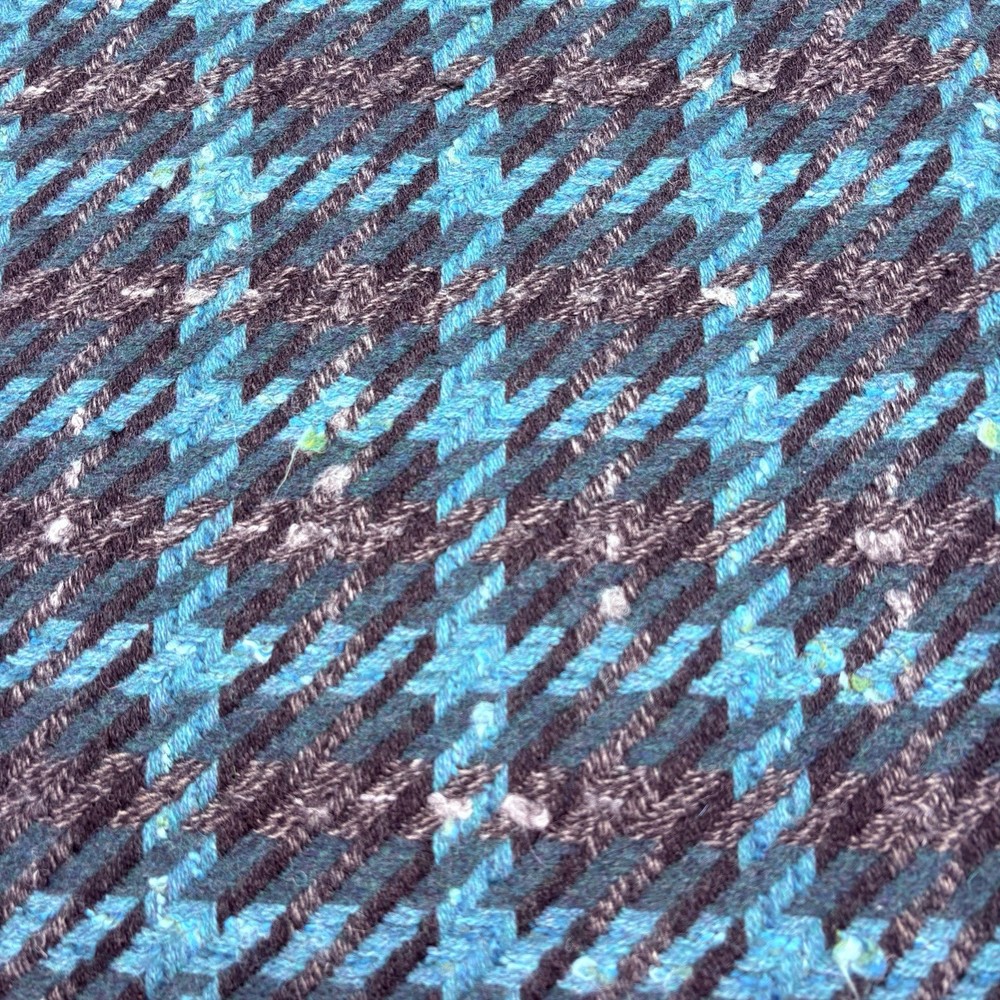 Large Scale Plaid Boucle Tweed Wool Fabric Blue Gray 60 in x 3.5 yds Vintage