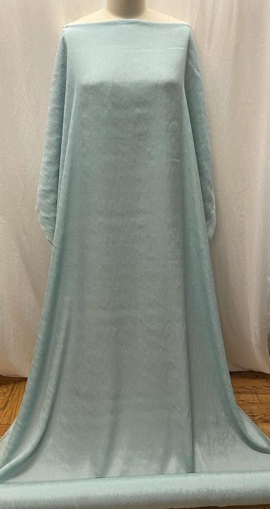100% Silk Crinkled Crepe De Chine Light Teal Blue Fabric By The Yard 48″ Wide