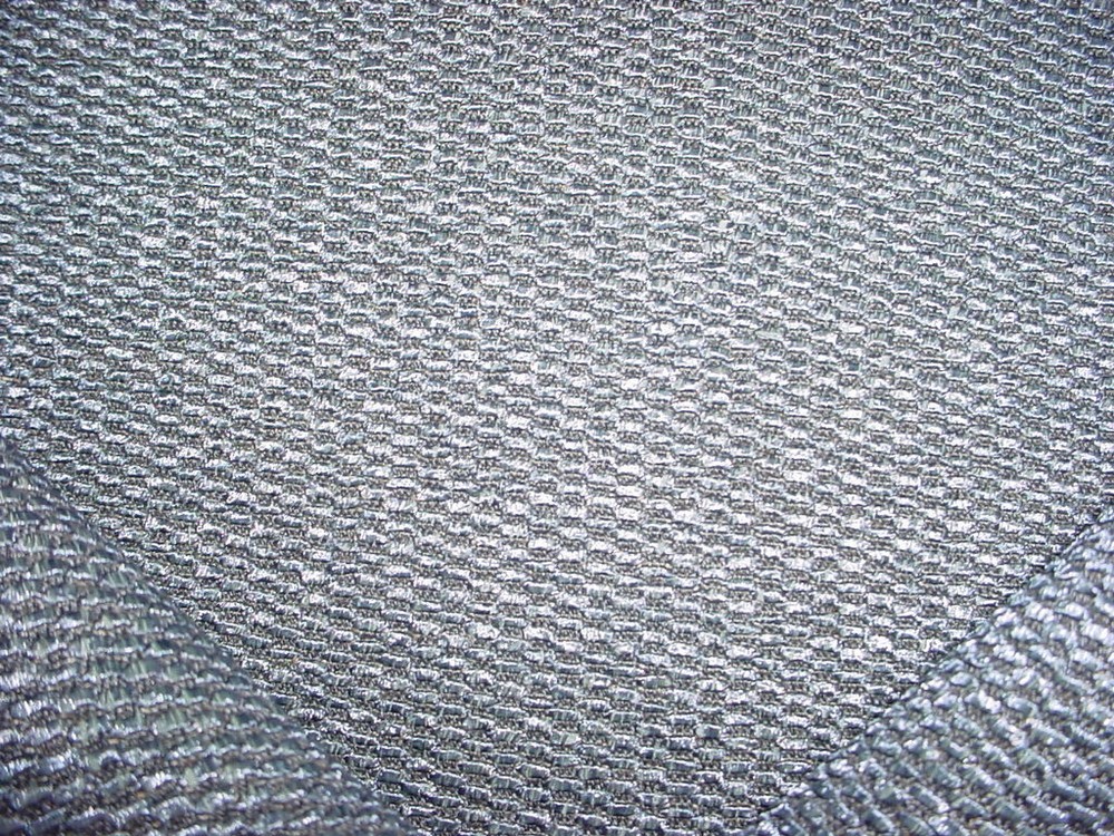 1-1/2 Pollack 4134 Good Omen Textured Metallic Grey Blue Weave Upholstery Fabric