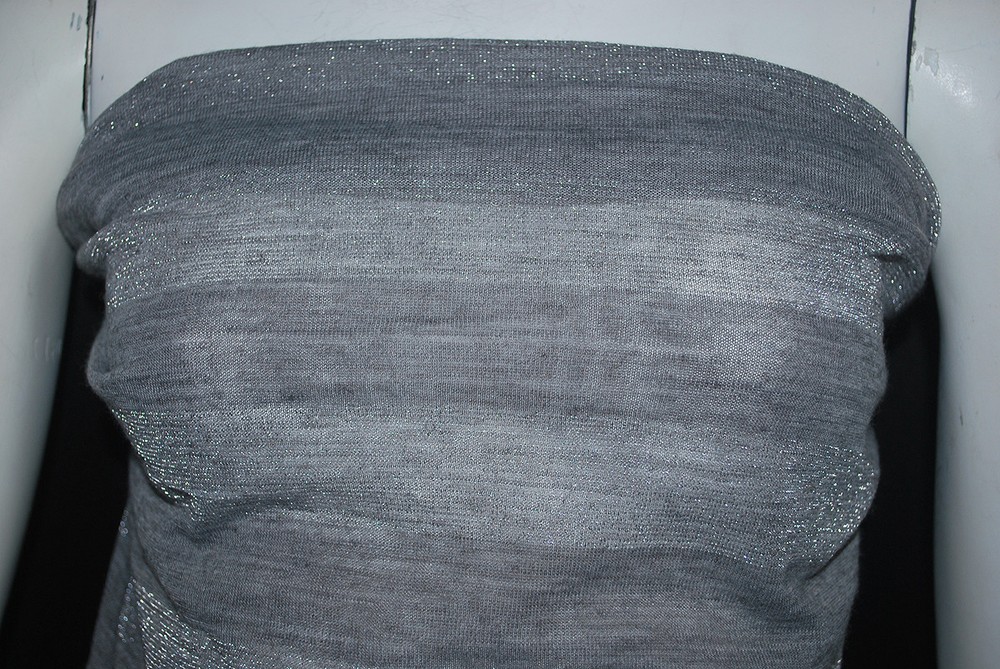 Italian wool Poly Lurex jersey knit fabric 1 1/2 inches wide stripes 68″ Wide