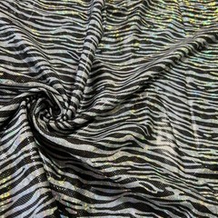 Animal Print Zebra Metallic Spandex stretch Fabric 60″ wide by Yard for Swimwear