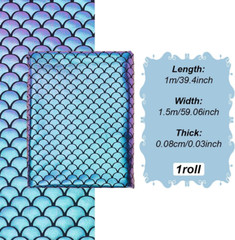 Mermaid Scales Fabric 39.4X59 Inch Sea Green Hologram 2 Way Stretch Sparkly Span