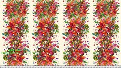 Hoffman – Yuletide Blooms – Poinsettia Repeating Border Stripe – Cream, Fabric B