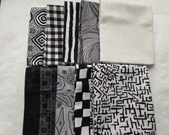 10 Fat Quarters – Black and White – FQ 18 x 22 100% Cotton Quilting Fabric
