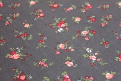 Vintage Charcoal Rose Ditsy Fabric 3 Yards Cotton Blend 49×108″ Cottage Floral