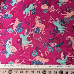 Boundless by Bluprint Lush Magenta Pink Leopard Tropical Cotton Fabric 6+ Yards