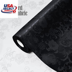 Black Satin Jacquard Fabric 10 Yard 60 Inch Wide Sunflower Pattern