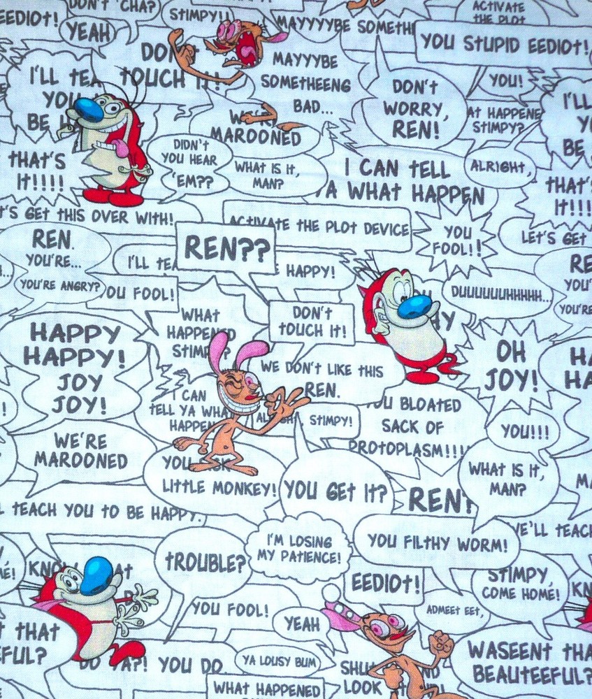 Ren & Stimpy Speech Bubbles Fabric 90’s Cartoon ~ By the 1/2 Yard – CP74612