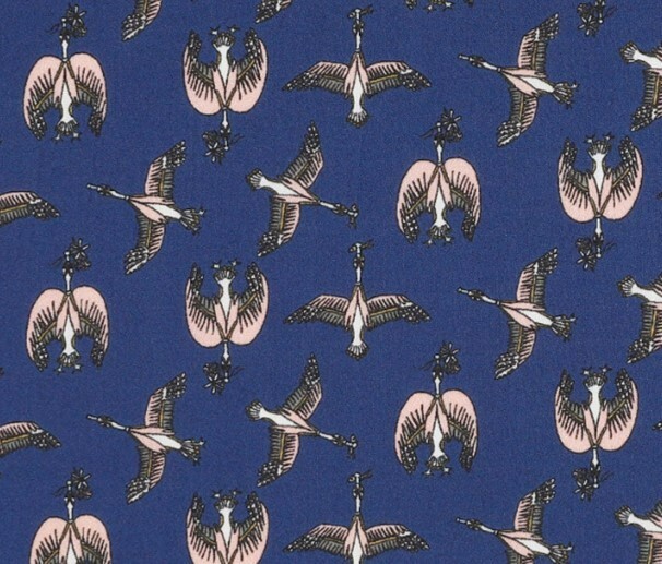 Liberty of London Tana Cotton Lawn – “Crescendo” Pink Birds on Blue