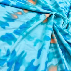 Tie Dye Blue Print Nylon Spandex Fabric 4 Way Stretch By Yard