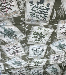 Herb Garden Kate Ward Thacker Seed Packets Sage Green Cotton Fabric BTHY #59