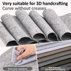 12 Rolls 8″x35″20.5x90cm 1.4mm Thick Soft Felt Fabric Sheet 12 Assorted Black…