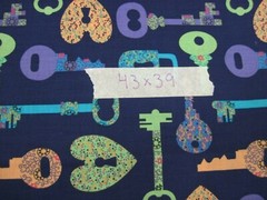43″ X 39″ SPRINGS CREATIVE COTTON FABRIC KEYS LOCKS NAVY PURPLE GREEN CP42275