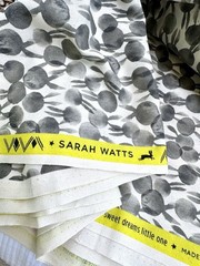 2yds Sleep Tight Sarah Watts Cotton+Steel Gray Dots W/ears. New OOP