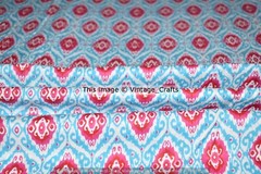 5 Yard Hand Block Ikat Printed Handmade Cotton Indian Natural Sanganeri Fabric