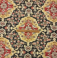 COVINGTON JAIPUR KOHL BLACK RED TURKISH MEDALLION LINEN FABRIC BY YARD 55″W