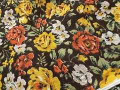 BROWN YELLOW ORANGE Green 1940s FLORAL 100% COTTON FABRIC Feedsack Feel 1 yd