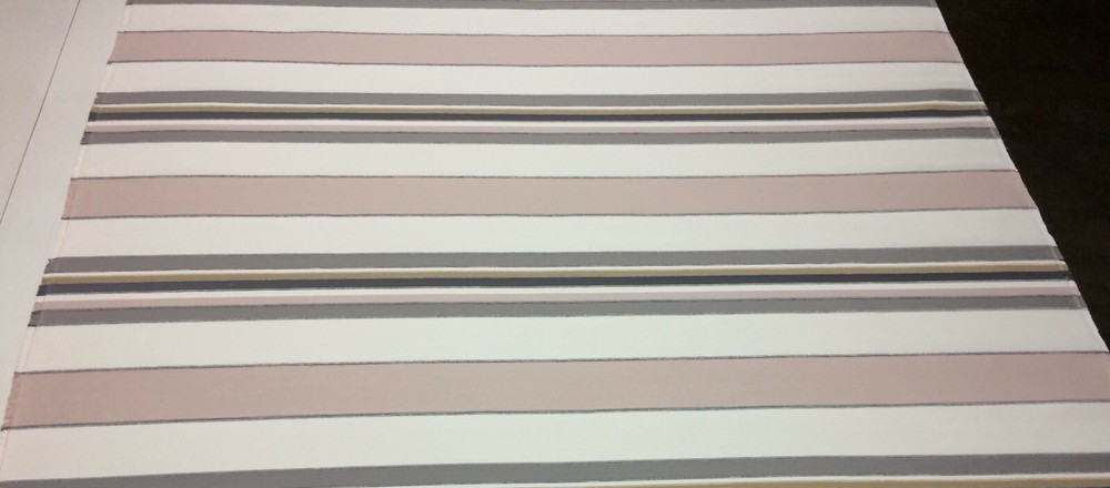 BALLARD DESIGNS AMBERLY BLUSH PINK TAILORED STRIPE FURNITURE FABRIC BY YARD 56″W