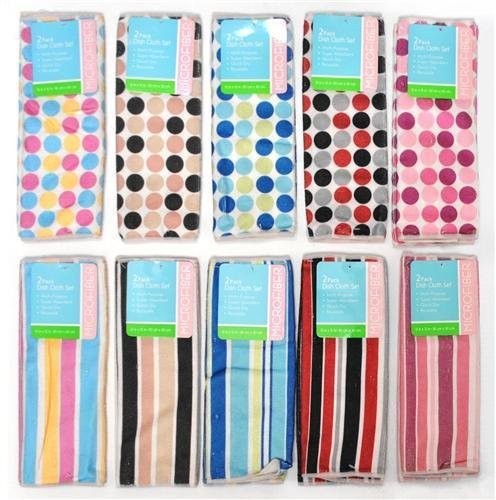 2 Pack Dots & Stripes Dishclothes 12″ x 12″
