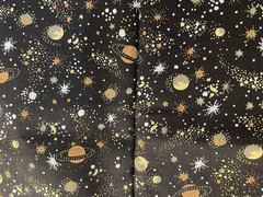 Space Fabric Night Lights Metallic,White Stars Planets Black, – Michael Miller
