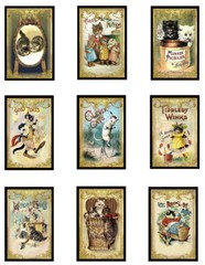 Antique Cat Designs A MULTI-SIZE Cotton Fabric Quilt Blocks Reproduction