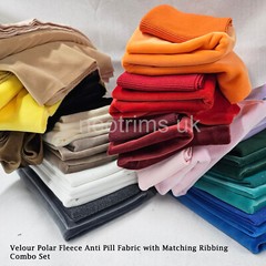 Velour Polar Fleece Anti Pill Fabric with Matching Ribbing Combo Set,Neotrims