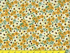 Yellow & Dark Gold Meadow Flowers Quilting Fabric by Yard #394